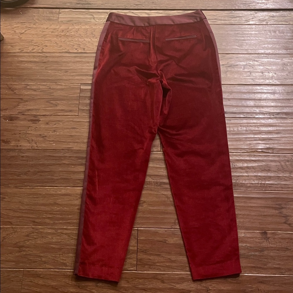 Altuzarra For Target Crimson Red Velvet Tuxedo Ankle Cropped Pants Size 2 - Picture 6 of 7